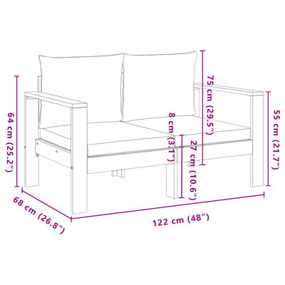 vidaXL Salon de jardin avec coussins 5 pcs Bois d'acacia solide