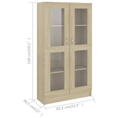 vidaXL Armoire à vitrine Chêne sonoma 82,5x30,5x150 cm Bois ingénierie