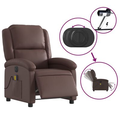 vidaXL Fauteuil de massage inclinable électrique marron similicuir