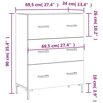 vidaXL Buffet chêne fumé 69,5x34x90 cm bois d'ingénierie