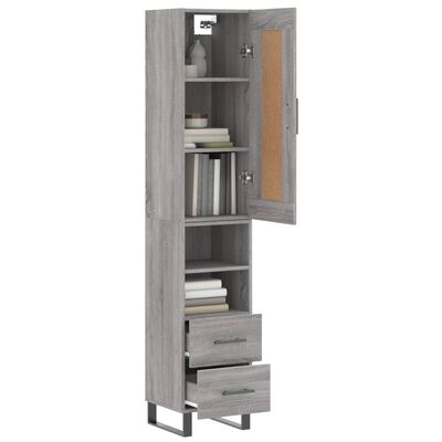 vidaXL Buffet haut Sonoma gris 34,5x34x180 cm Bois d'ingénierie