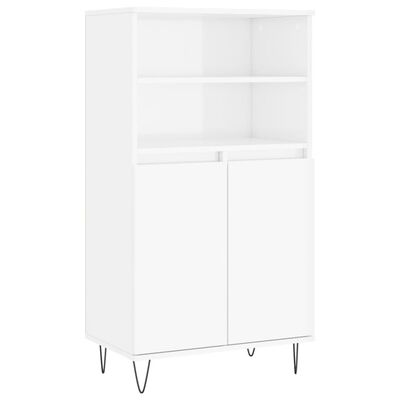 vidaXL Buffet haut Blanc brillant 60x36x110 cm Bois d'ingénierie