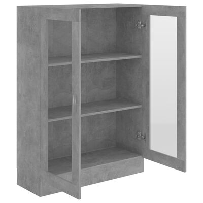 vidaXL Armoire à vitrine Gris béton 82,5x30,5x115 cm Bois d'ingénierie