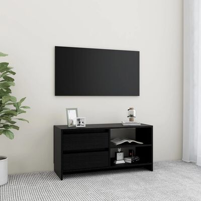 vidaXL Meuble TV Noir 80x31x39 cm Bois de pin massif