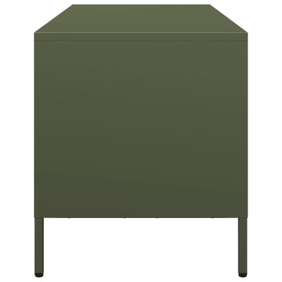 vidaXL Meuble TV vert olive 101,5x39x43,5 cm acier laminé à froid