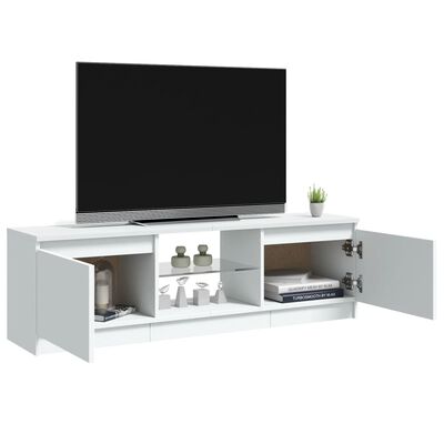 vidaXL Meuble TV avec lumières LED Blanc 120x30x35,5 cm