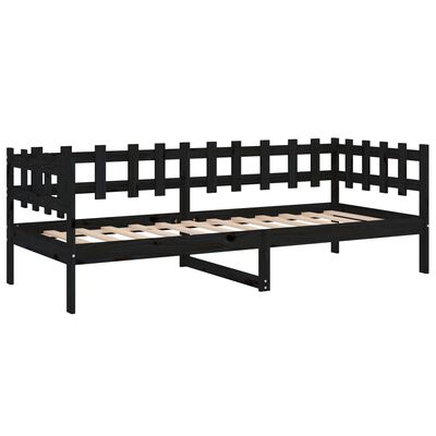 vidaXL Lit de jour sans matelas noir 90x190 cm bois de pin massif