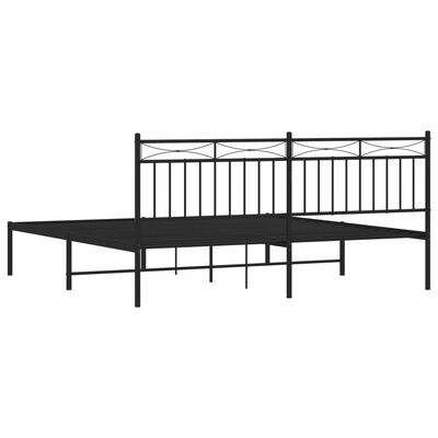 vidaXL Cadre de lit métal sans matelas avec tête de lit noir 183x213cm