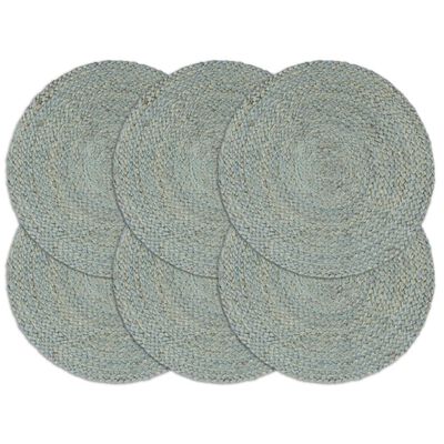 vidaXL Napperons 6 pcs Vert olive Plain 38 cm Rond Jute