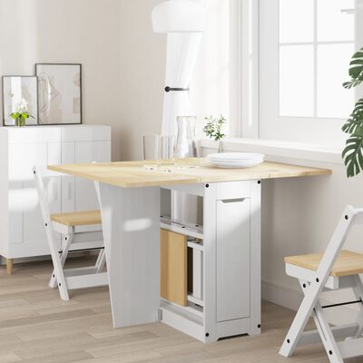 vidaXL Table à manger papillon pliable Corona blanc bois de pin massif