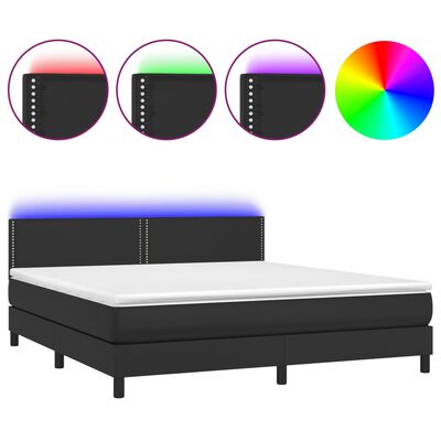 vidaXL Sommier à lattes de lit avec matelas et LED Noir 160x200cm