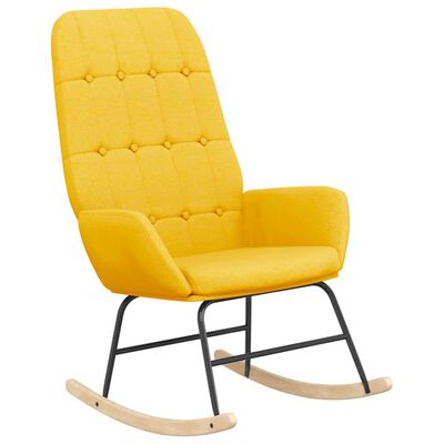 vidaXL Chaise à bascule avec repose-pied Jaune moutarde Tissu