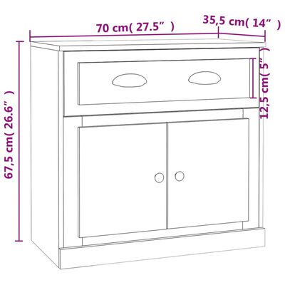 vidaXL Buffet chêne sonoma 70x35,5x67,5 cm bois d'ingénierie