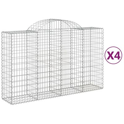 vidaXL Paniers à gabions arqués 4 pcs 200x50x120/140 cm Fer galvanisé