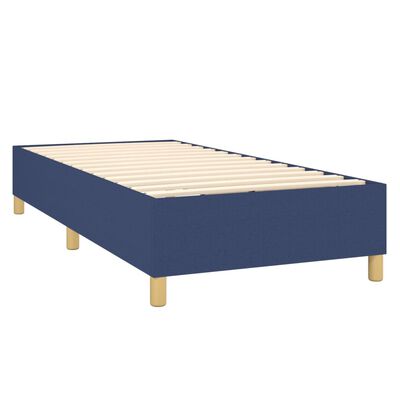 vidaXL Sommier à lattes de lit matelas et LED Bleu 100x200 cm Tissu