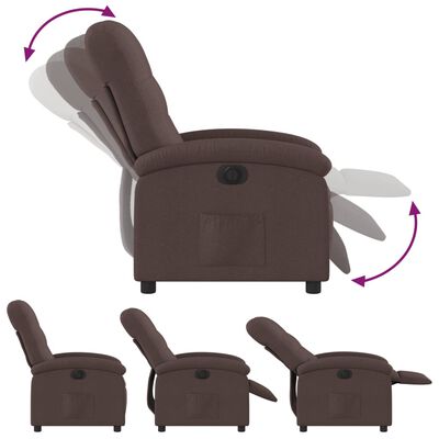 vidaXL Fauteuil inclinable électrique Marron foncé Tissu