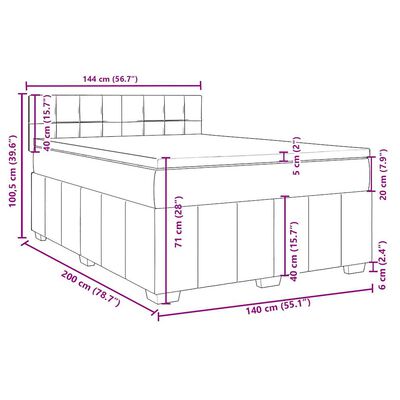 vidaXL Sommier à lattes de lit avec matelas Gris clair 140x200cm Tissu