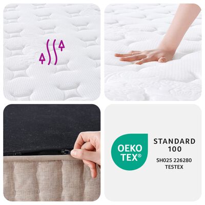 vidaXL Matelas à ressorts ensachés moyen plus 100x200 cm