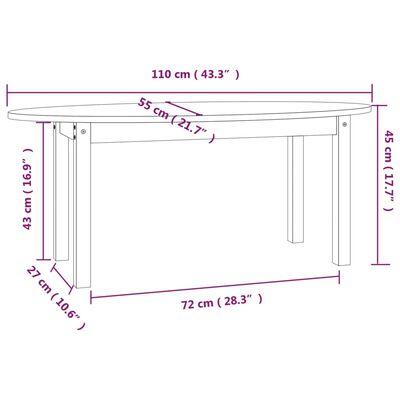 vidaXL Table basse Noir 110x55x45 cm Bois massif de pin