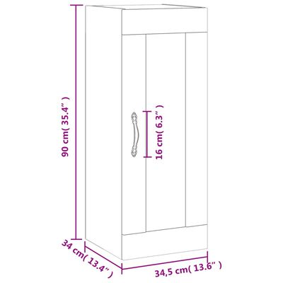 vidaXL Armoire murale sonoma gris 34,5x34x90 cm