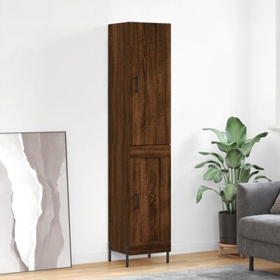 vidaXL Buffet haut Chêne marron 34,5x34x180 cm Bois d'ingénierie