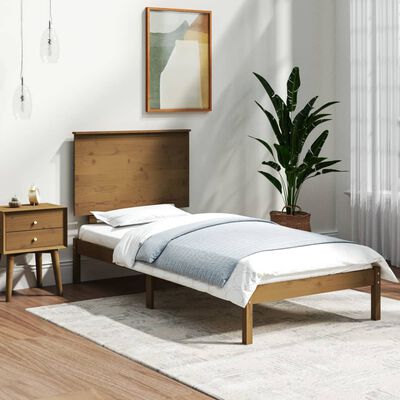 vidaXL Cadre de lit Marron miel Bois massif 75x190 cm Petit simple