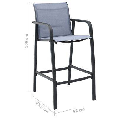 vidaXL Chaises de bar de jardin lot de 2 Gris Txtilène