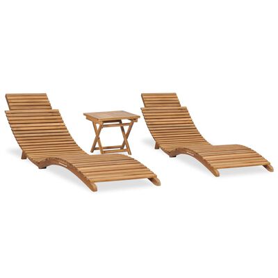 vidaXL Salon de jardin pliable 3 pcs Bois de teck solide