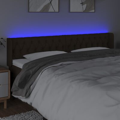 vidaXL Tête de lit à LED Marron foncé 183x16x78/88 cm Tissu