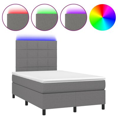 vidaXL Sommier à lattes de lit et matelas et LED Gris foncé 120x200 cm