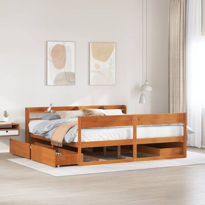 vidaXL Cadre de lit sans matelas cire marron 200x200cm bois pin massif