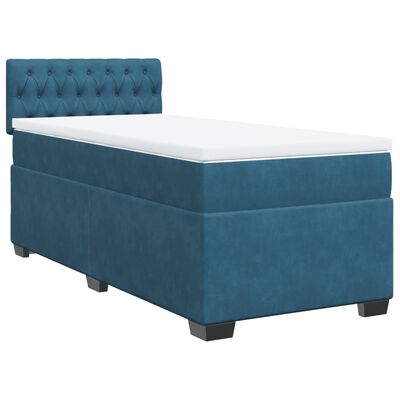 vidaXL Sommier à lattes de lit avec matelas bleu 90x190 cm velours