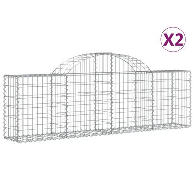 vidaXL Paniers à gabions arqués 2 pcs 200x30x60/80 cm Fer galvanisé