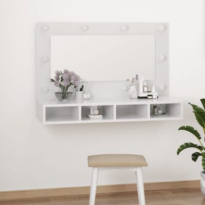 vidaXL Armoire à miroir avec LED Blanc brillant 90x31,5x62 cm