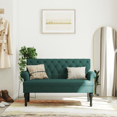 vidaXL Banc avec dossier vert foncé 120x62x75,5 cm tissu