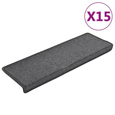 vidaXL Tapis d'escalier 15 pcs 65x21x4 cm Gris foncé