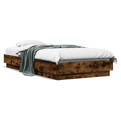 vidaXL Cadre de lit sans matelas chêne fumé 75x190cm bois d'ingénierie