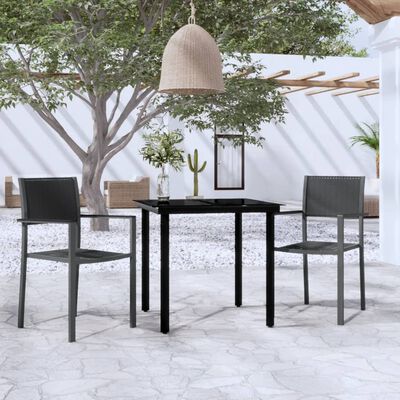 vidaXL Ensemble à manger de jardin 3 pcs Noir