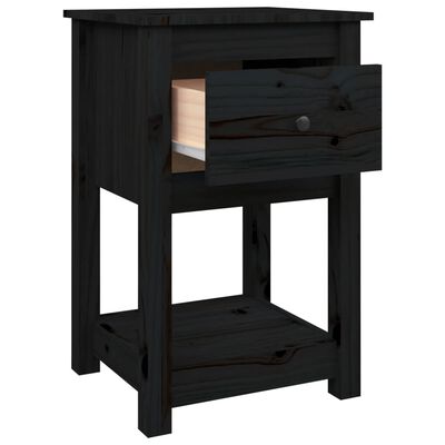 vidaXL Tables de chevet 2 pcs Noir 40x35x61,5 cm Bois de pin massif