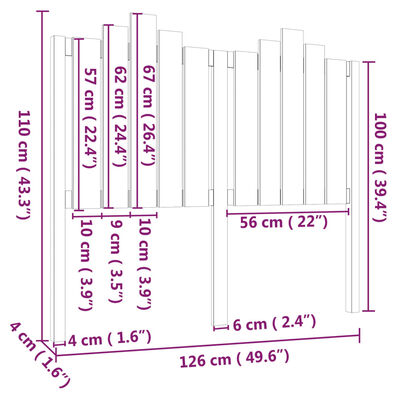 vidaXL Tête de lit Blanc 126x4x110 cm Bois massif de pin