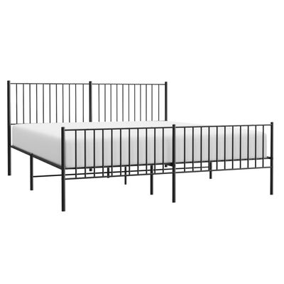 vidaXL Cadre de lit métal sans matelas avec pied de lit noir 180x200cm