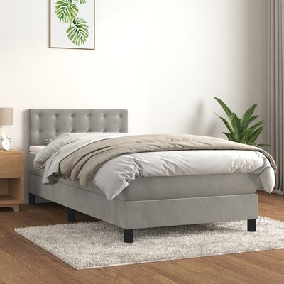 vidaXL Sommier à lattes de lit et matelas Gris clair 80x200 cm Velours