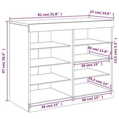 vidaXL Buffet avec lumières LED noir 81x37x67 cm