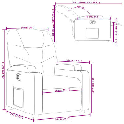 vidaXL Fauteuil inclinable électrique Marron Tissu