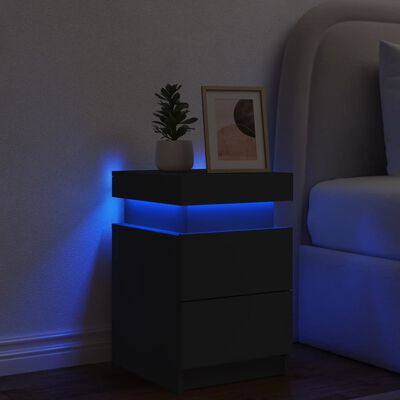 vidaXL Table de chevet avec lumières LED noir 35x39x55 cm