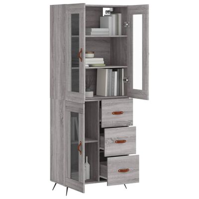 vidaXL Buffet haut Sonoma gris 69,5x34x180 cm Bois d'ingénierie