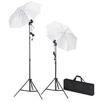 Kit de studio photo avec lampes pieds et parapluies