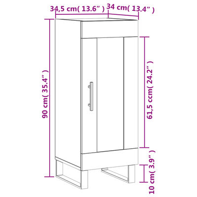 vidaXL Buffet Chêne fumé 34,5x34x90 cm Bois d'ingénierie