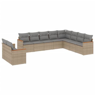 vidaXL Salon de jardin et coussins 10 pcs mélange beige résine tressée