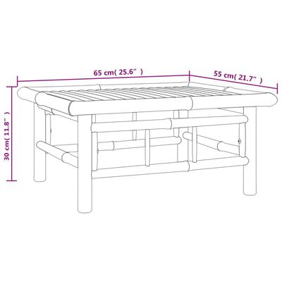 vidaXL Salon de jardin 7 pcs avec coussins blanc crème bambou